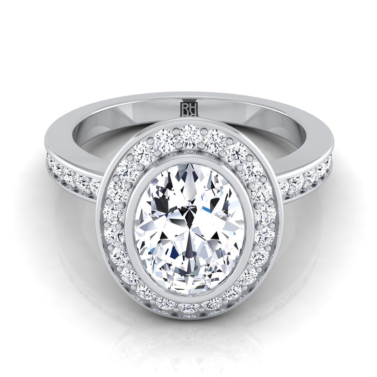 The Marcia oval engagement ring setting in Platinum | RockHer