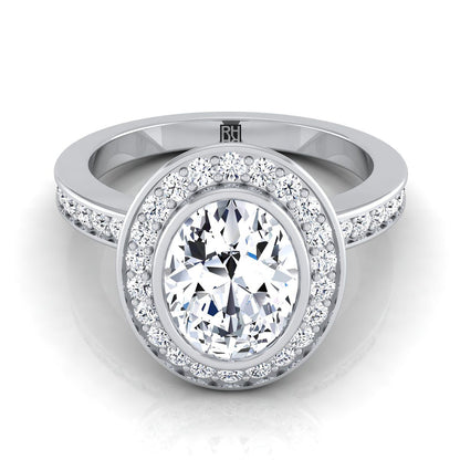 Bezel Halo Channel Band Oval, in Platinum | RockHer
