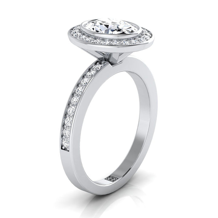 The Marcia Select Halo Engagement Ring with Lab Diamond in Platinum - view 2