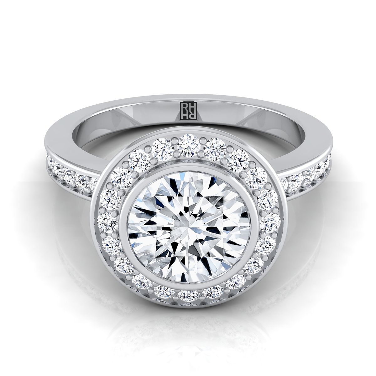The Marcia round engagement ring setting in Platinum | RockHer