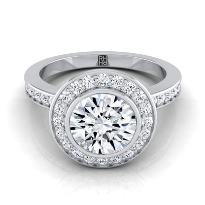 The Marcia Select Halo Engagement Ring with Lab Diamond in Platinum - view 1