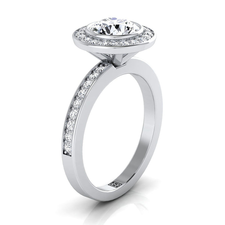The Marcia Select Halo Engagement Ring with Lab Diamond in 18K White Gold - view 2
