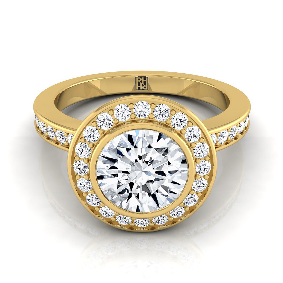 The Marcia round engagement ring setting in 18K Yellow Gold | RockHer