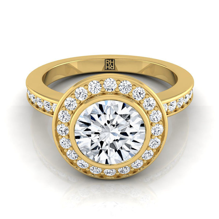 The Marcia Select Halo Engagement Ring with Lab Diamond in 18K Yellow Gold - view 1