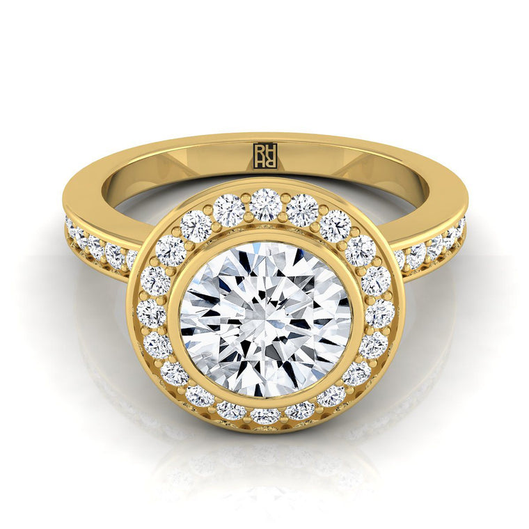 The Marcia Select Halo Round Lab Diamond Engagement Ring in 18K Yellow Gold