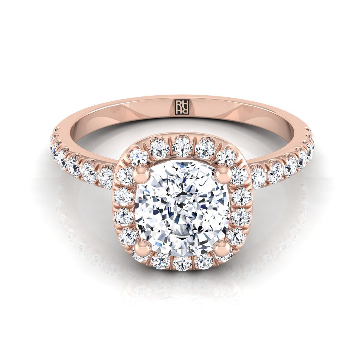 The Nina cushion engagement ring setting in 14K Rose Gold | RockHer