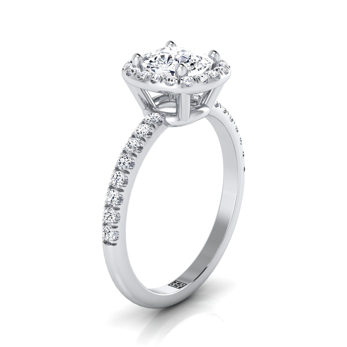 The Nina Select Halo Engagement Ring with Lab Diamond in 18K White Gold - view 2
