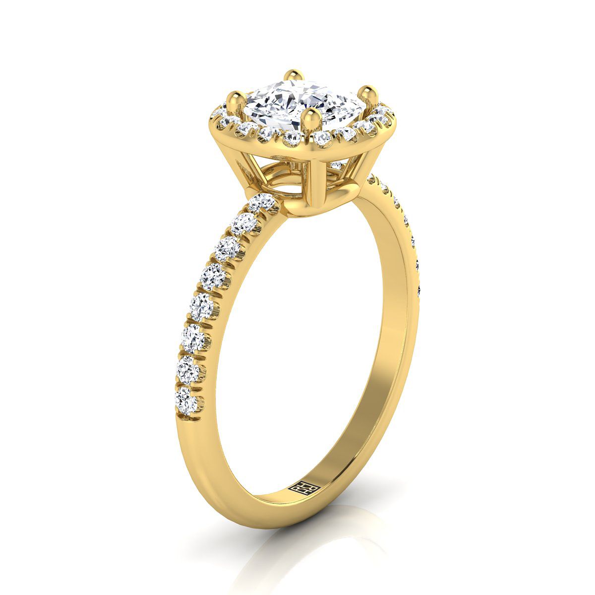 The Nina Select Halo Engagement Ring with Lab Diamond in 18K Yellow Gold - view 2
