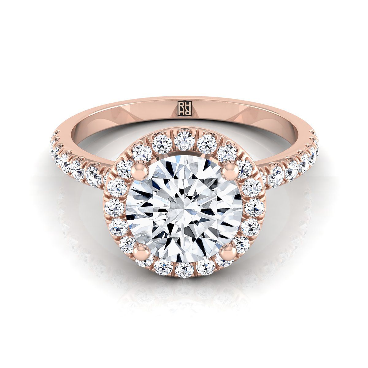 The Nina round engagement ring setting in 14K Rose Gold | RockHer