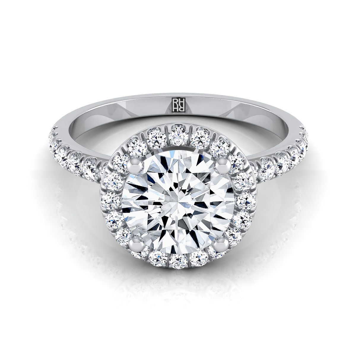 The Nina round engagement ring setting in Platinum | RockHer