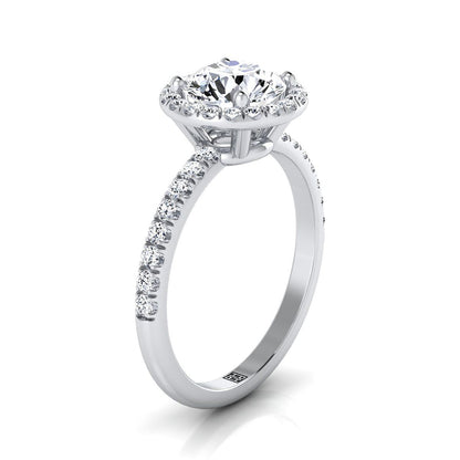 Round Brilliant, Classic Linear Halo, in Platinum, pave setting – side profile | RockHer