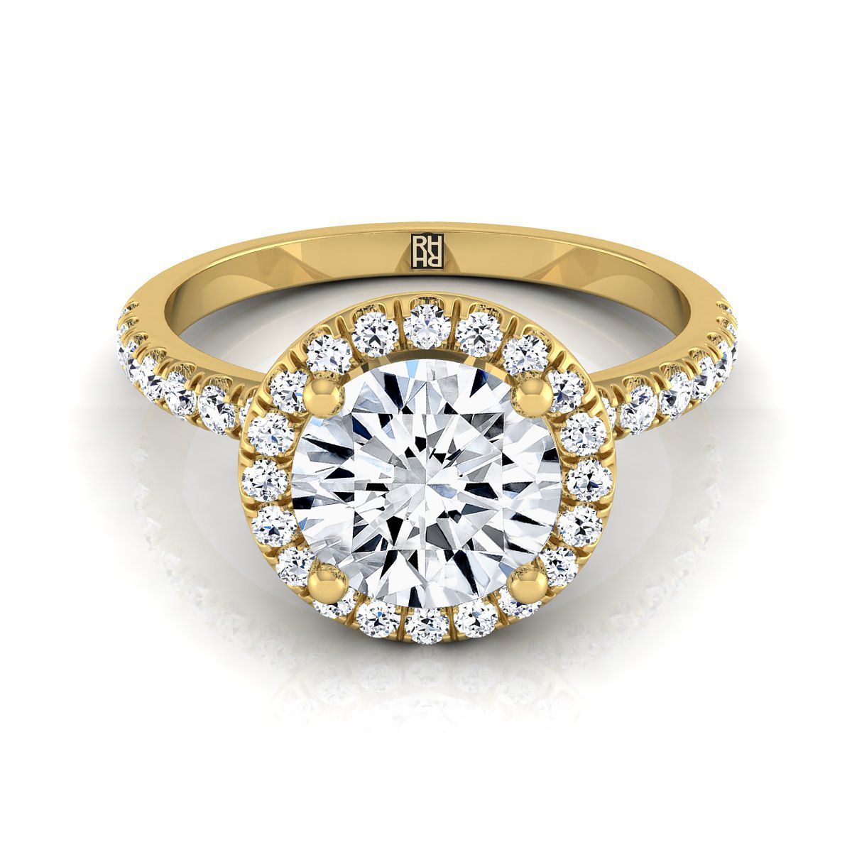 The Nina round engagement ring setting in 18K Yellow Gold | RockHer