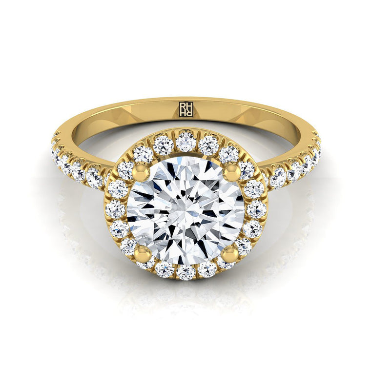 The Nina Select Halo Round Lab Diamond Engagement Ring in 18K Yellow Gold