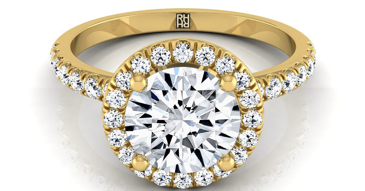 Nina Classic Linear Halo Ring Setting | 14K Yellow Gold | RockHer