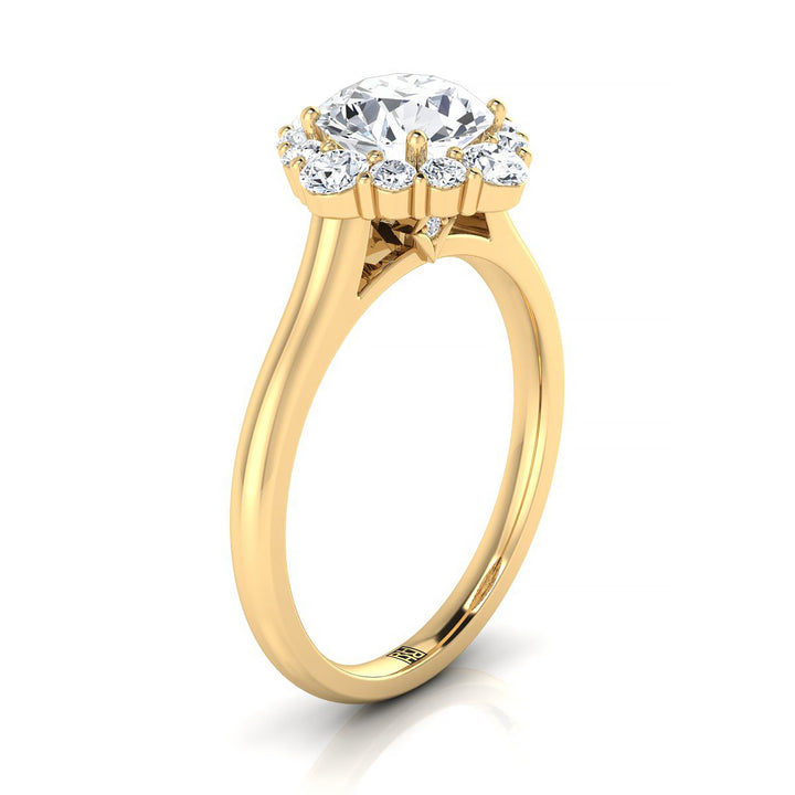 Tionne Select square halo secret stone round ring in 18K Yellow Gold — view — RockHer