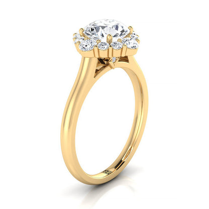 Tionne Select Square Halo Round Lab Diamond Engagement Ring in 14K Yellow Gold | RockHer