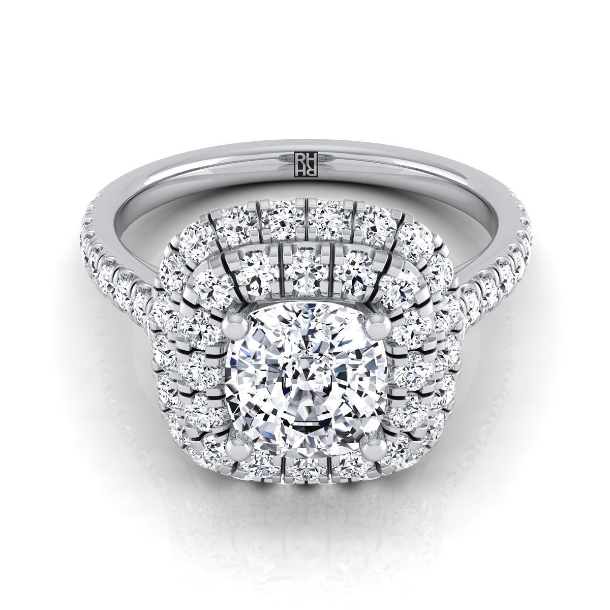 The Medley cushion engagement ring setting in Platinum | RockHer