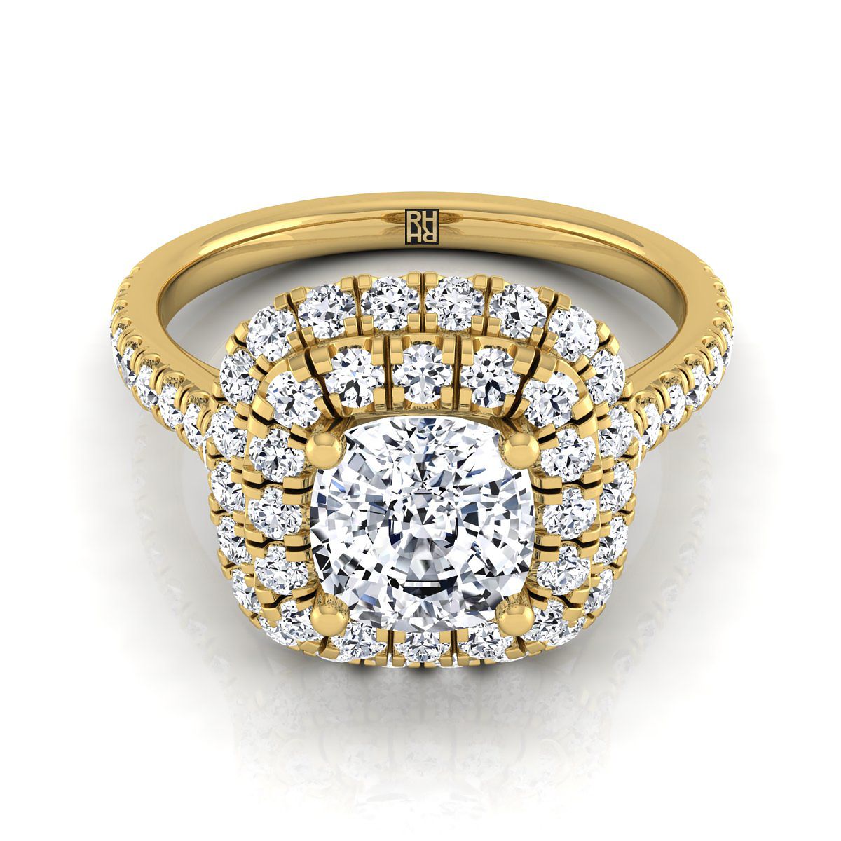 The Medley cushion engagement ring setting in 18K Yellow Gold | RockHer