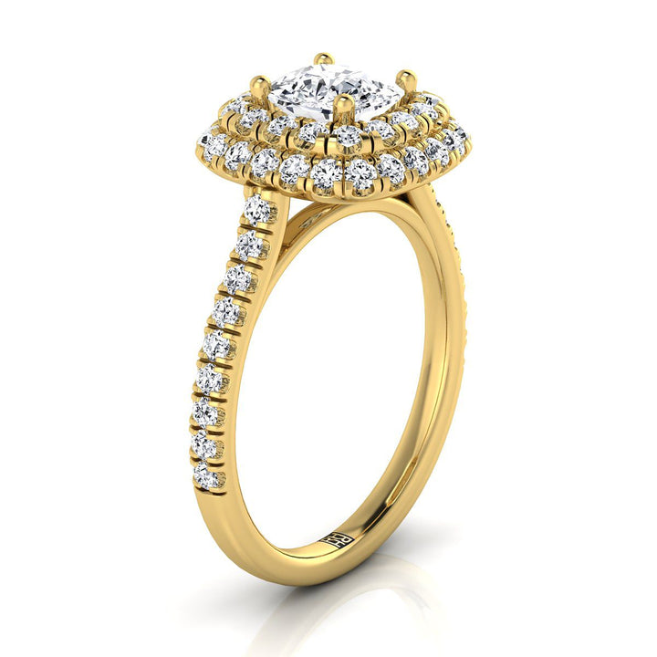 The Medley Select Halo Engagement Ring with Lab Diamond in 18K Yellow Gold - view 2