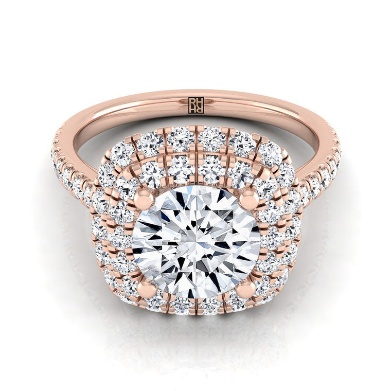 The Medley Select Double Halo Round Lab Diamond Engagement Ring in 14K Rose Gold