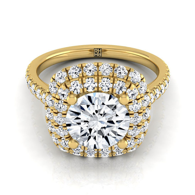 The Medley Select Double Halo Round Lab Diamond Engagement Ring in 18K Yellow Gold
