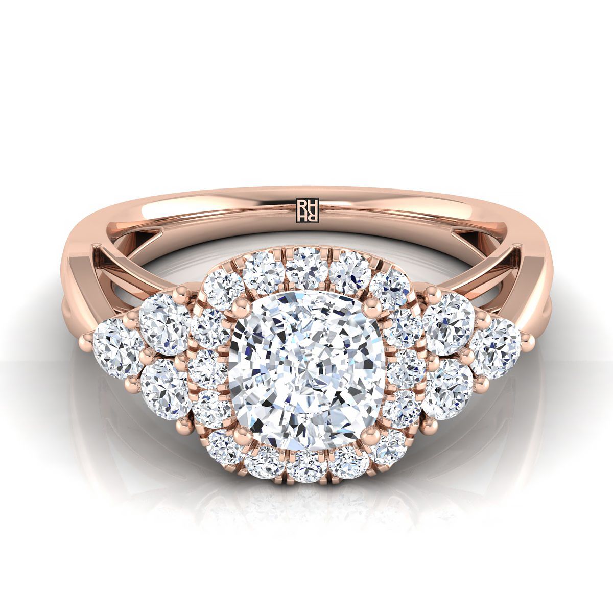 The Melisma cushion engagement ring setting in 14K Rose Gold | RockHer