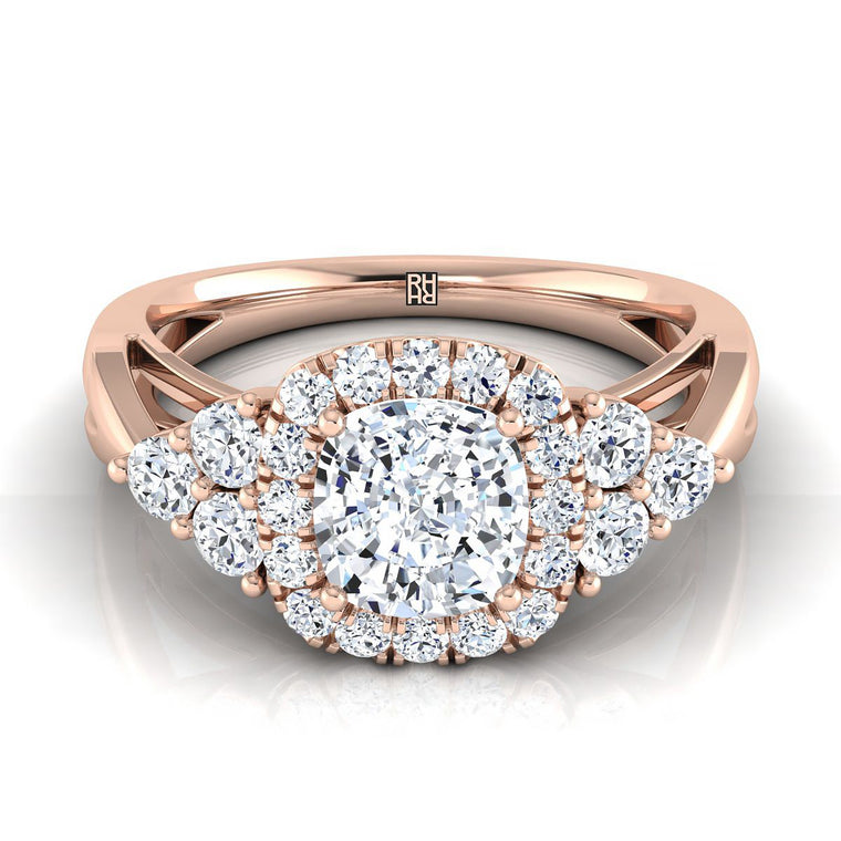 The Melisma Select Halo Cushion Cut Lab Diamond Engagement Ring in 14K Rose Gold