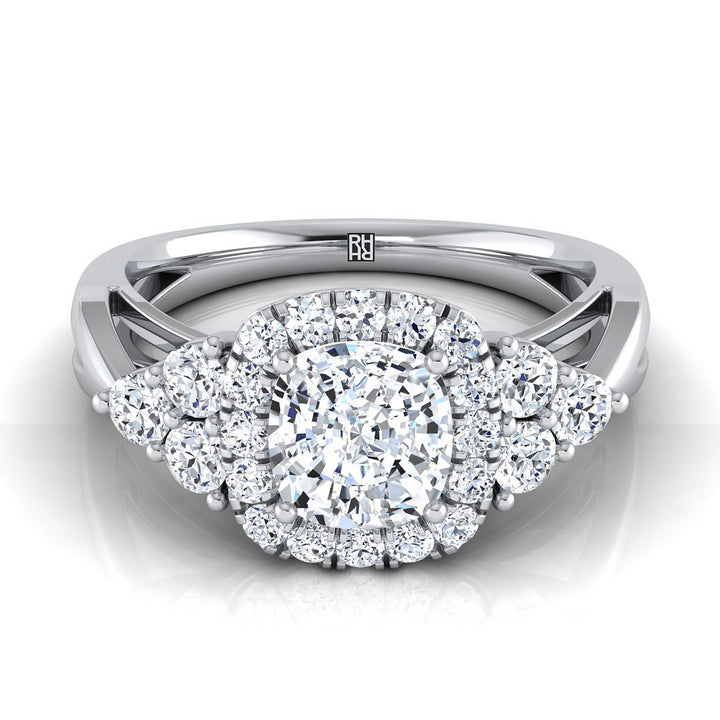 The Melisma Select Halo Engagement Ring with Lab Diamond in 18K White Gold - view 1