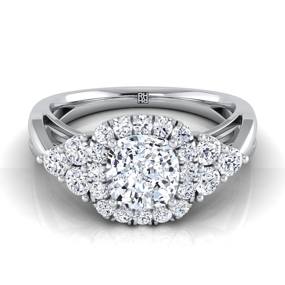 The Melisma cushion engagement ring setting in 18K White Gold | RockHer