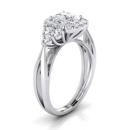 Open Twisted Triple Halo Cushion, in 18K White Gold, pave setting – side profile | RockHer