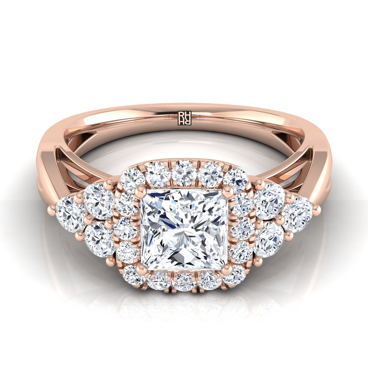 The Melisma princess engagement ring setting in 14K Rose Gold | RockHer