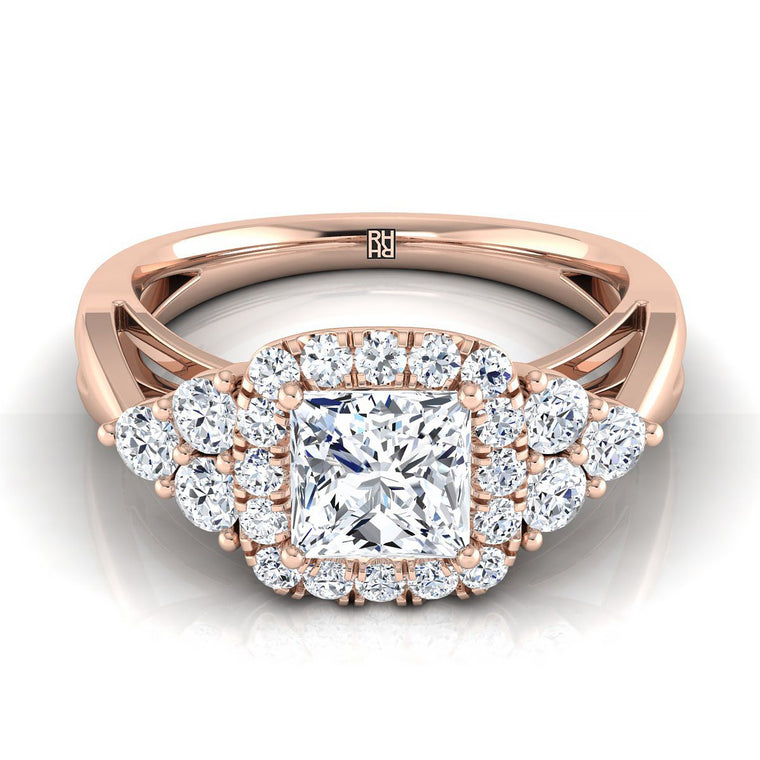 The Melisma Select Halo Princess Cut Lab Diamond Engagement Ring in 14K Rose Gold