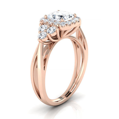 Open Twisted Triple Halo Princess, in 14K Rose Gold, pave setting – side profile | RockHer