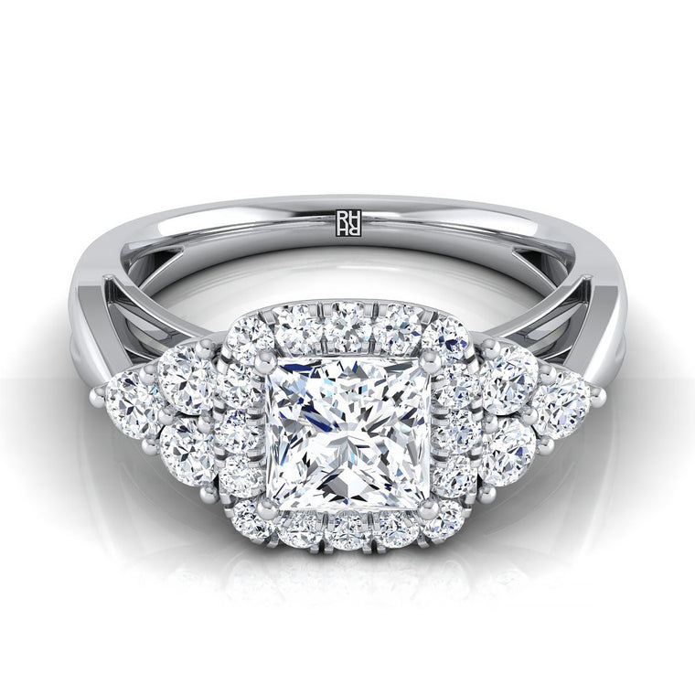 The Melisma Select Halo Princess Cut Lab Diamond Engagement Ring in 18K White Gold