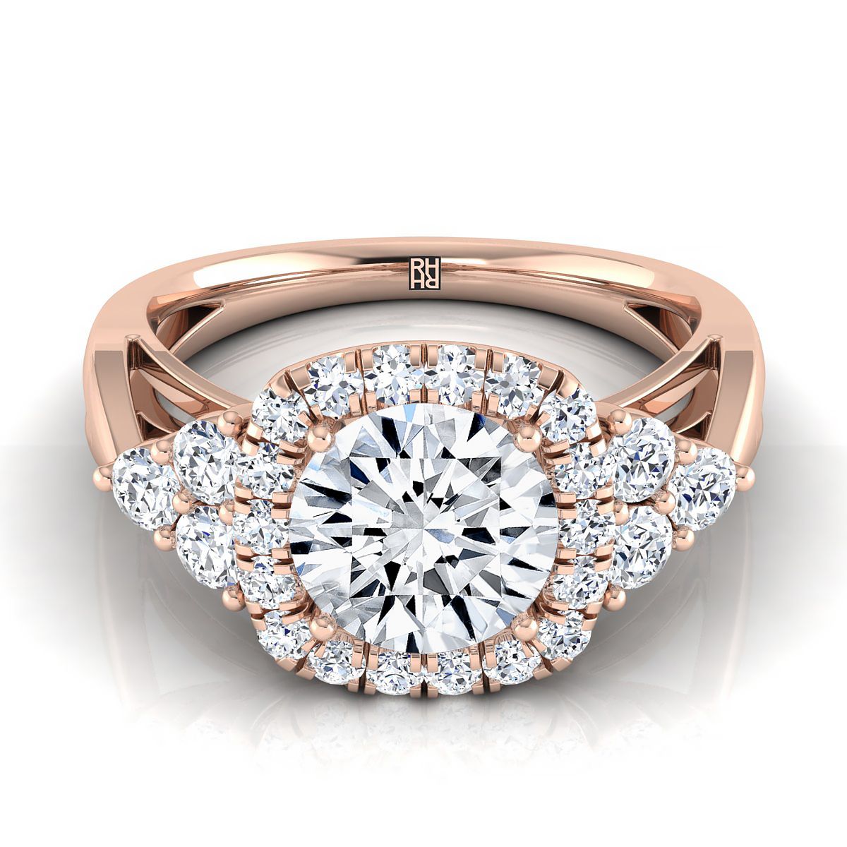 The Melisma round engagement ring setting in 14K Rose Gold | RockHer