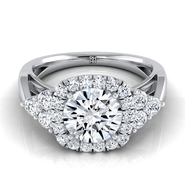 Round Brilliant, Open Twisted Triple Halo, in Platinum, pave setting | RockHer