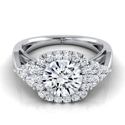 Round Brilliant, Open Twisted Triple Halo, in 18K White Gold, pave setting | RockHer