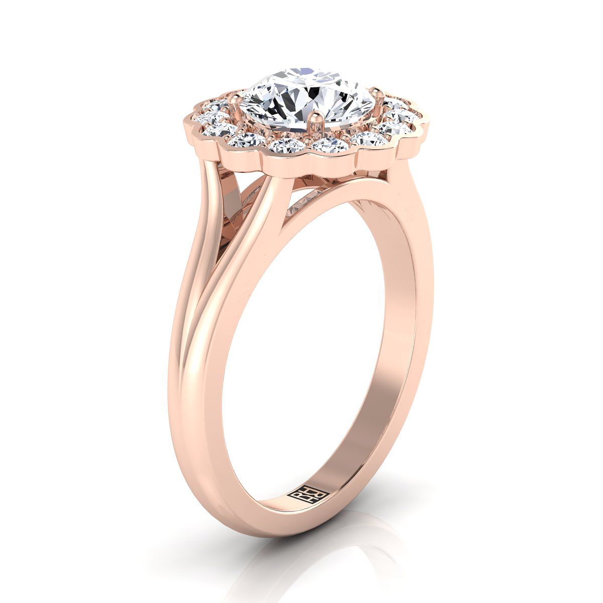 RockHer atelier photo of The Nera round engagement ring setting in 14K Rose Gold