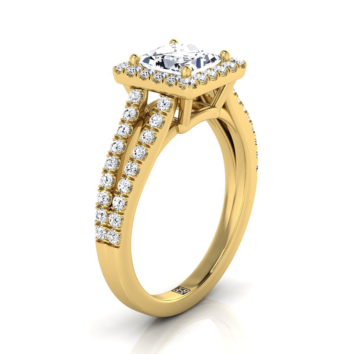 RockHer atelier photo of The Nicki princess engagement ring setting in 18K Yellow Gold