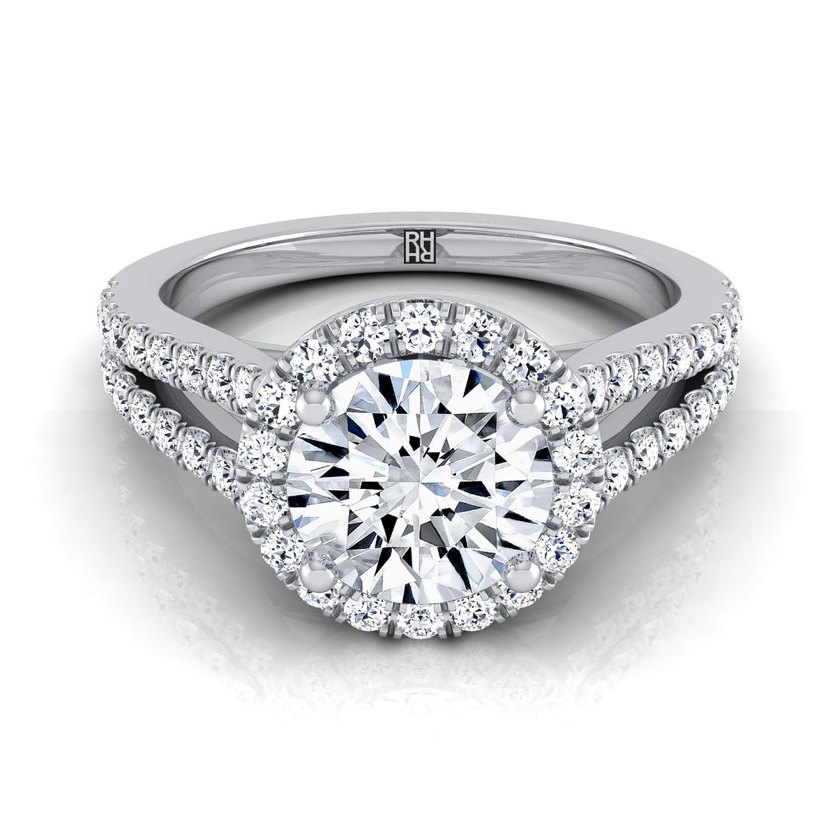 The Tallis round engagement ring setting in 18K White Gold | RockHer