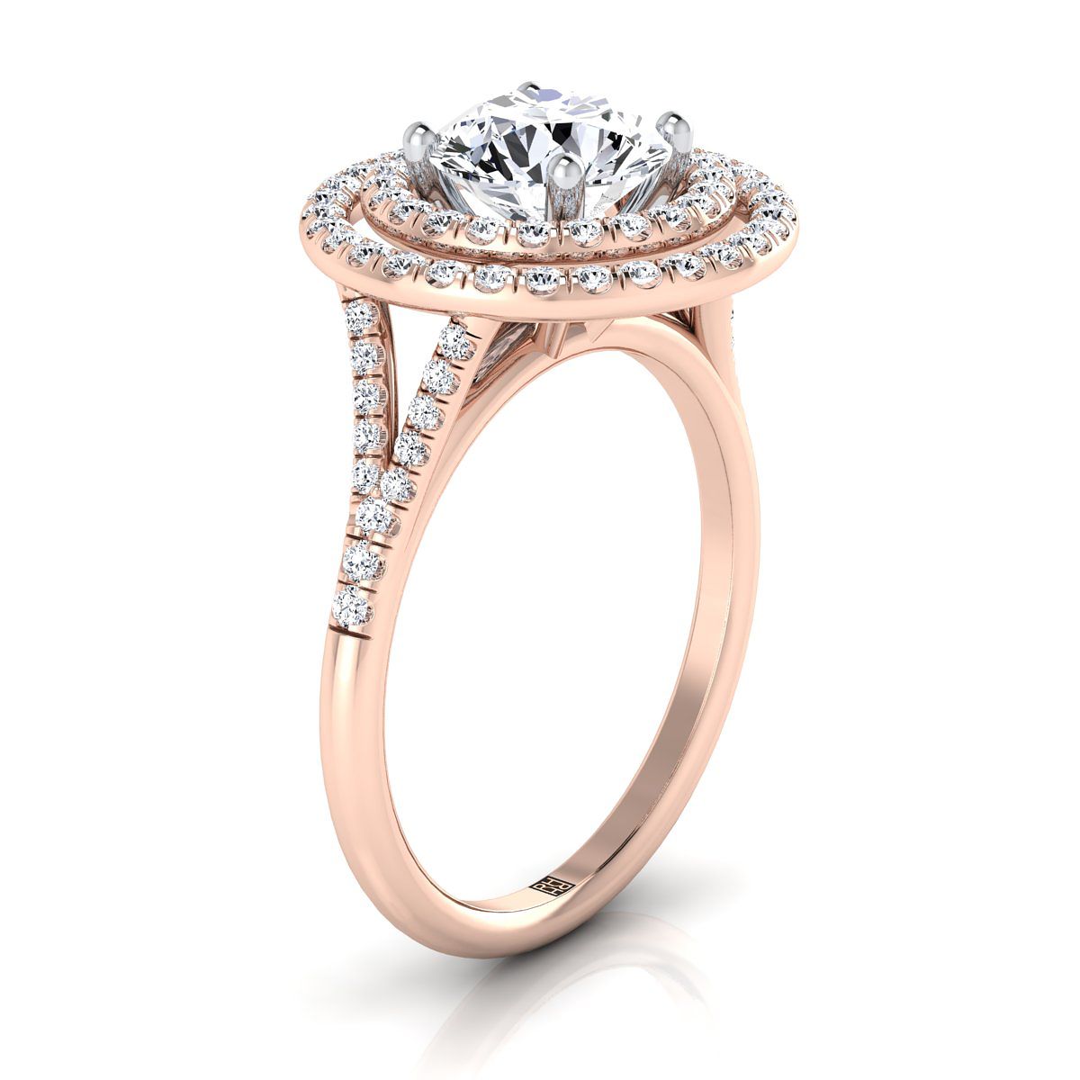 RockHer atelier photo of The Nedda round engagement ring setting in 14K Rose Gold