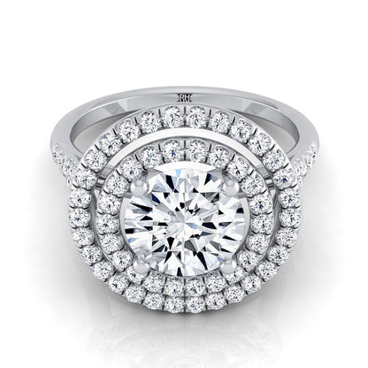 Nedda Select Double Halo Round Lab Diamond Engagement Ring in 18K White Gold | RockHer