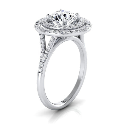 Nedda Select Double Halo Round Lab Diamond Engagement Ring in Platinum | RockHer