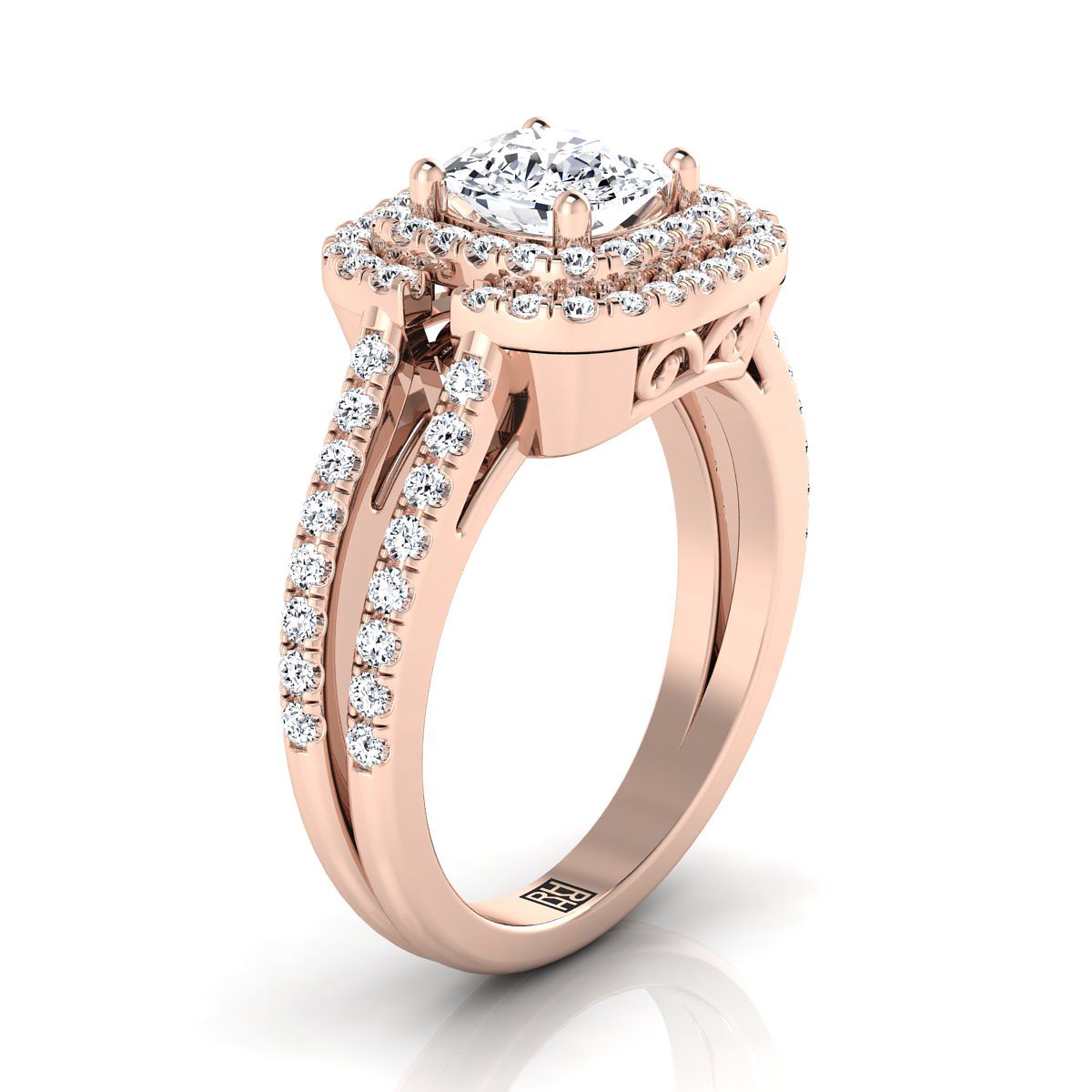 The Michelle Select Halo Engagement Ring with Lab Diamond in 14K Rose Gold - view 2