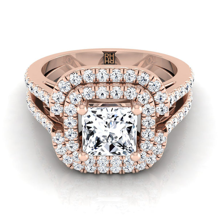 The Michelle Select Double Halo Princess Cut Lab Diamond Engagement Ring in 14K Rose Gold