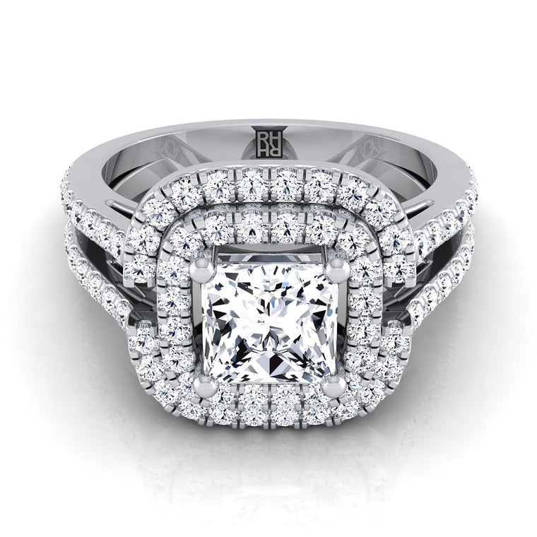 The Michelle Select Double Halo Princess Cut Lab Diamond Engagement Ring in 18K White Gold