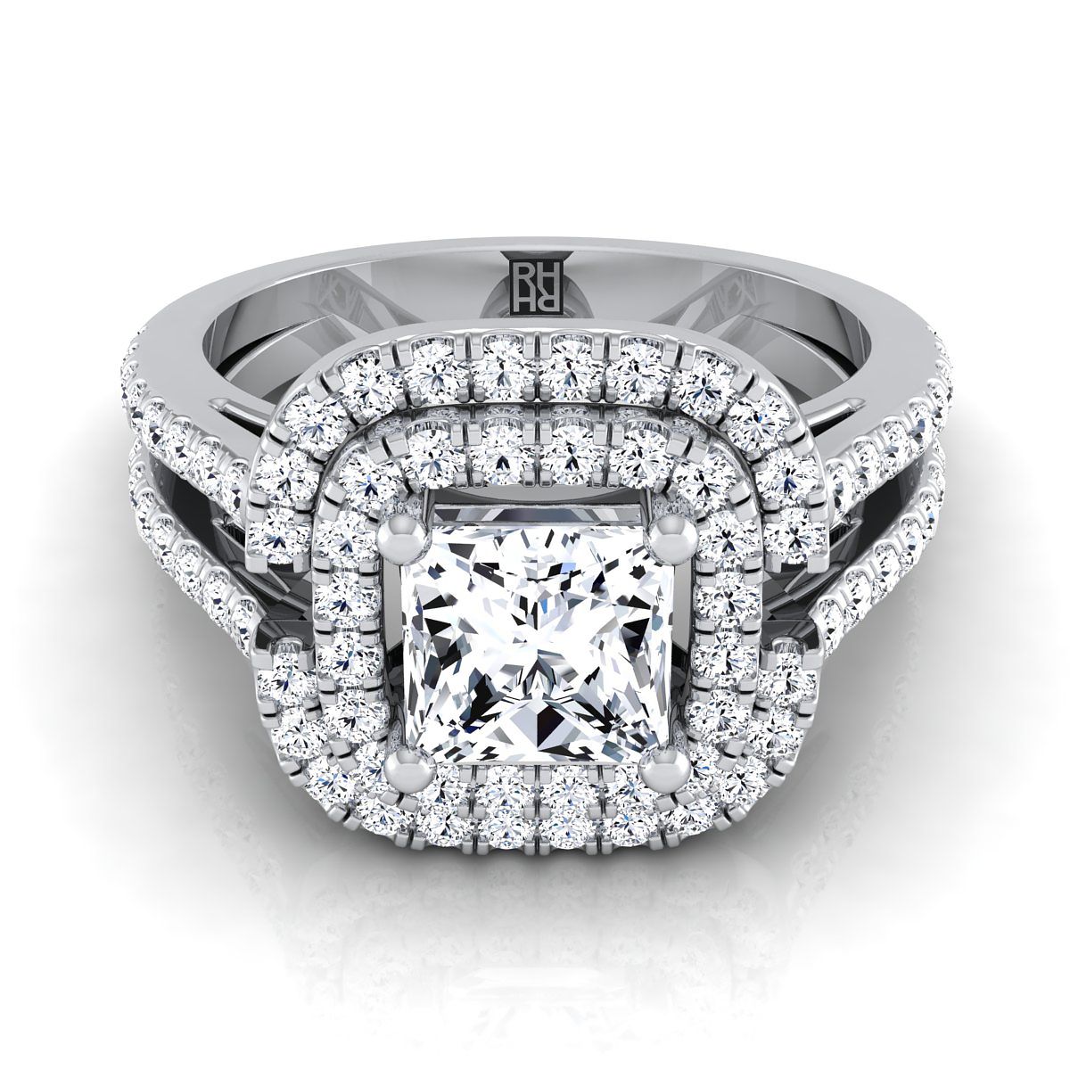 The Michelle princess engagement ring setting in 18K White Gold | RockHer