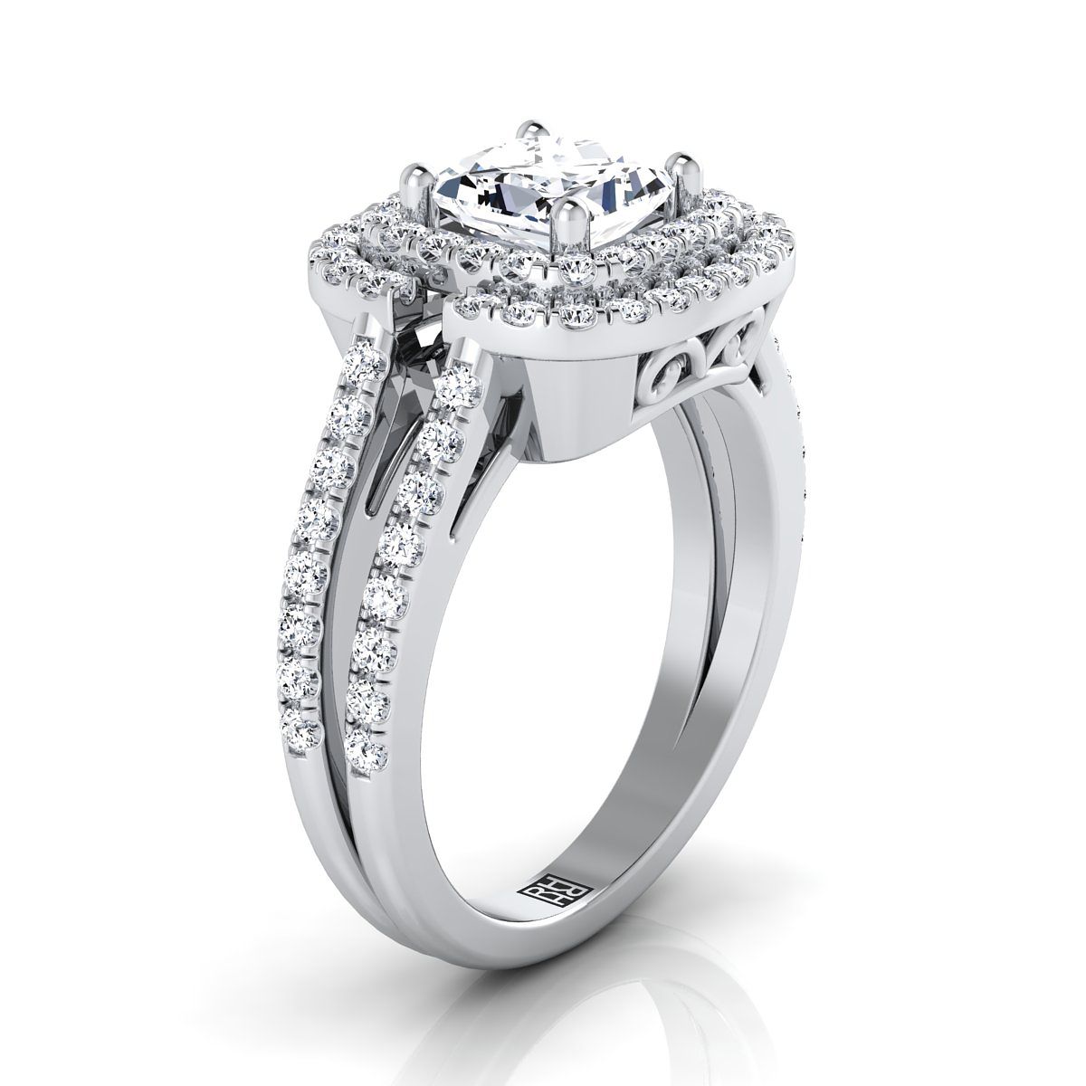 Select Double Halo styling on The Michelle princess engagement ring setting | RockHer