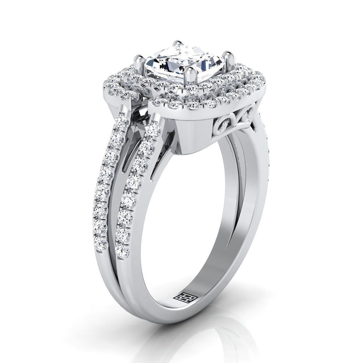 The Michelle Select Halo Engagement Ring with Lab Diamond in 18K White Gold - view 2