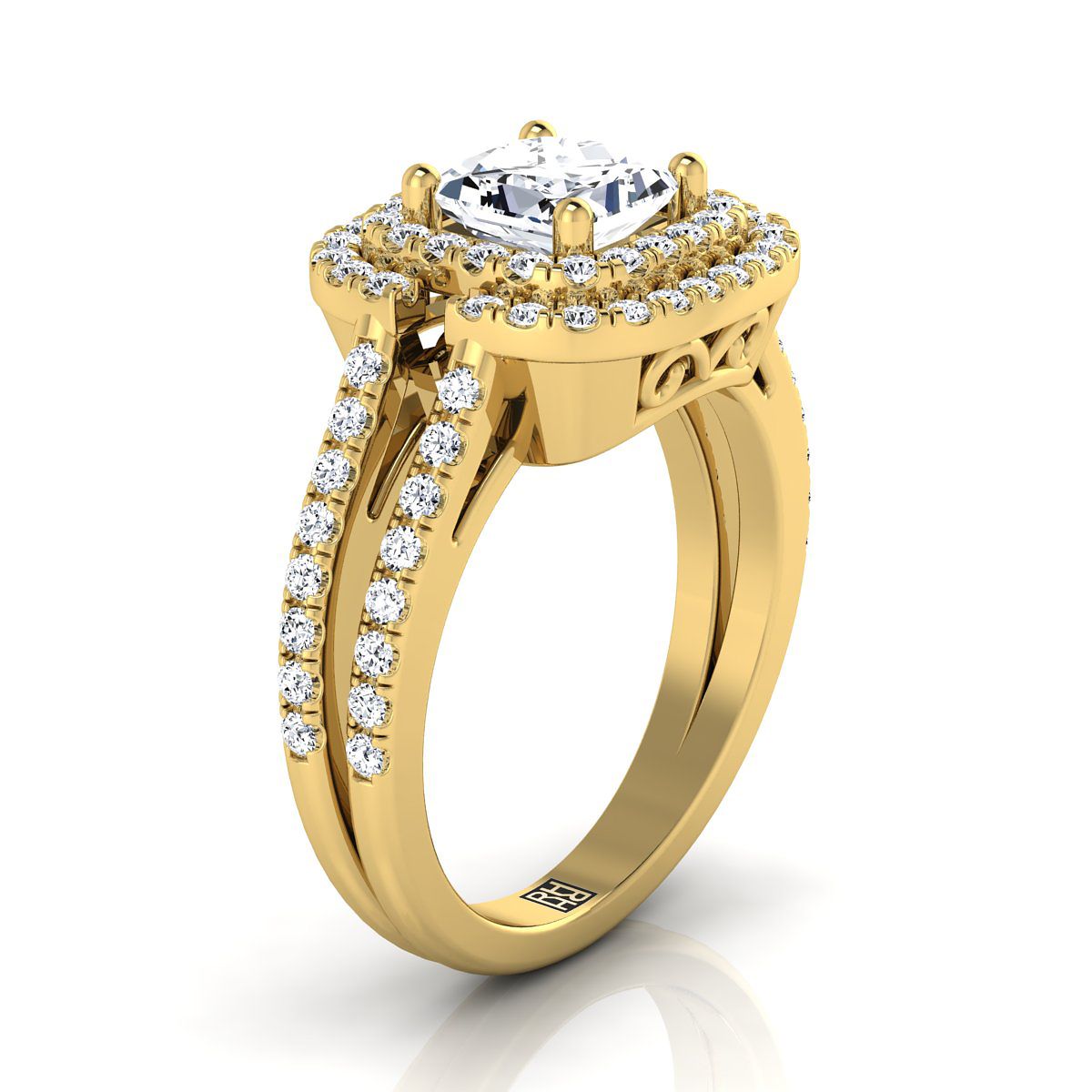The Michelle Select Halo Engagement Ring with Lab Diamond in 18K Yellow Gold - view 2